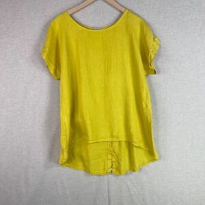 Terzo Millennio Womens 100% Linen Top Size M Button Back Lagenlook Italy Beach